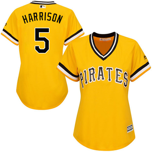 Pirates #5 Josh Harrison Gold Alternate Women's Stitched MLB Jersey